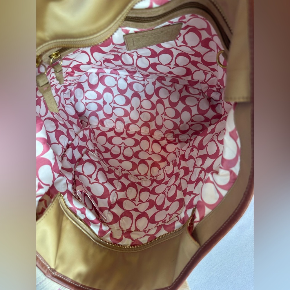 Coach Tan and Pink Tote Bag - Picture 6 of 15